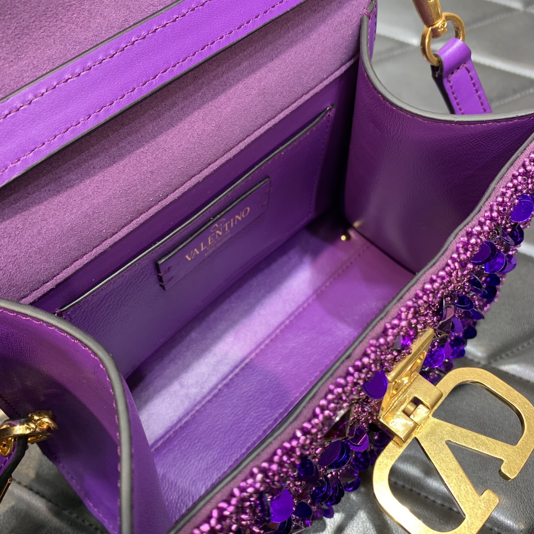 Valentino Garavani Vsling Mini Handbag Entirely Covered in Purple Rhinestones 